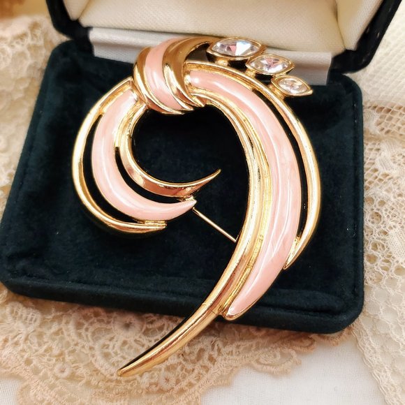 Vintage Sparkly Enamel Swirl Brooch, Scarf pin - Picture 1 of 8